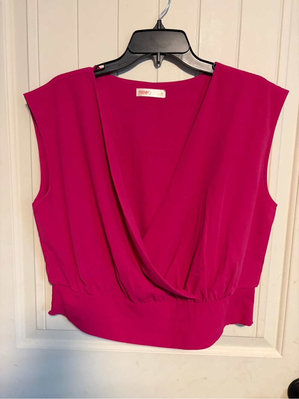 NINEMINUTES Fuchsia Sleeveless Wrap-Front Blouse